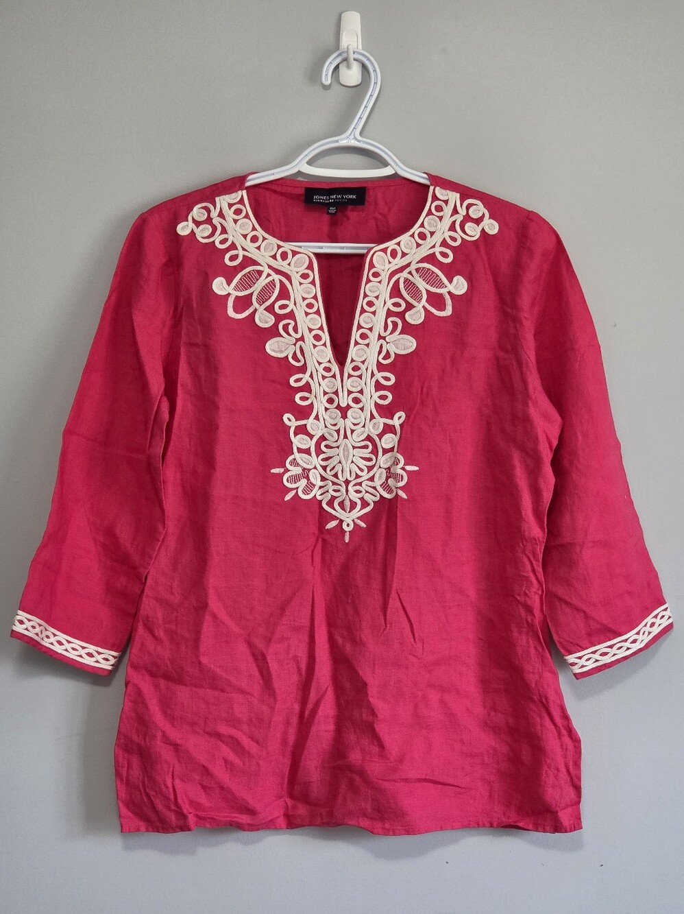 Jones New York Pink 100% Linen Breathable Summer Top Sz MP(Med Petite) Coastal